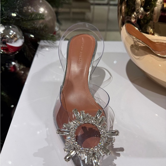 Amina Muaddi Transparent and Silver Embellished Heels - Picture 3 of 12